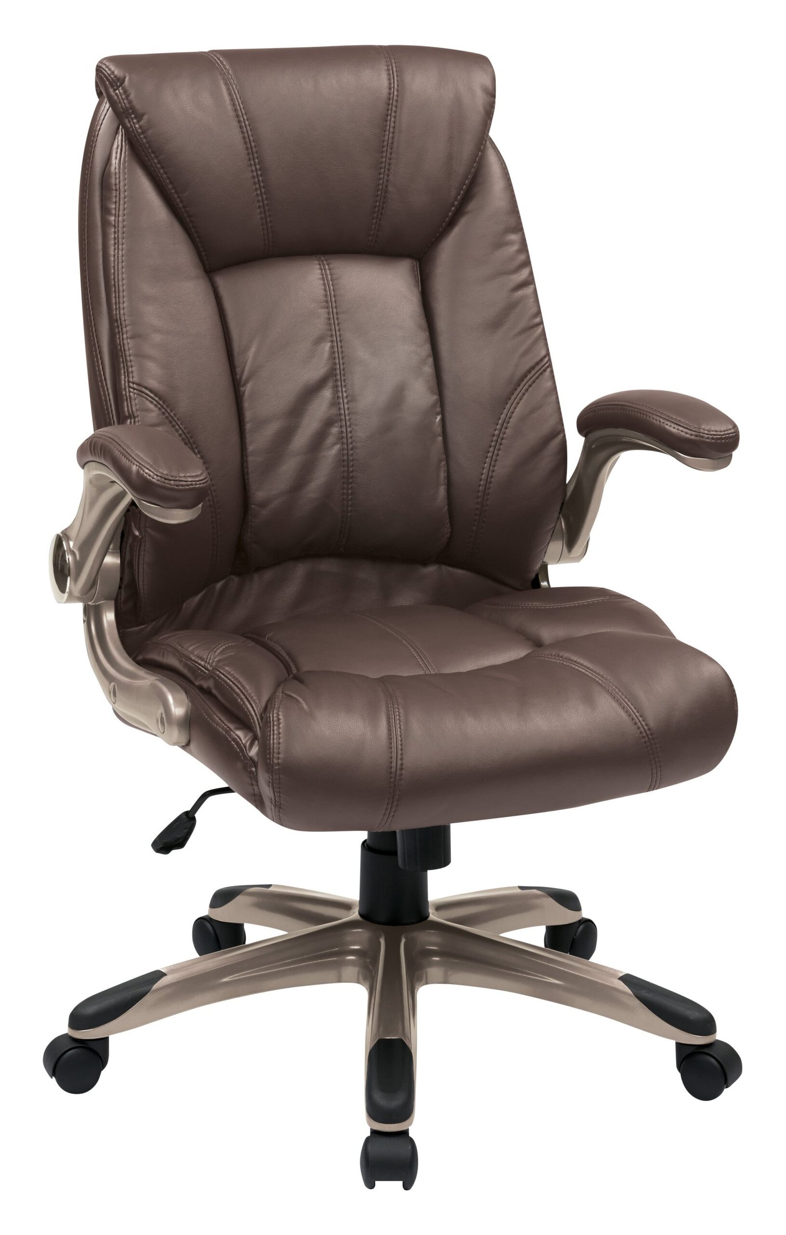Work Smart Faux Leather Mid-Back Manager's Chair with Flip Arms