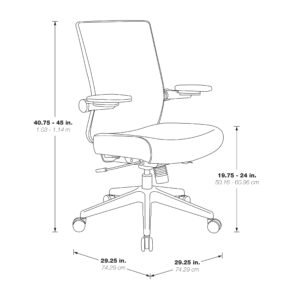 Office Star SPACE Seating 867-E36N64R Mesh Back Manager's Chair with Leather Seat