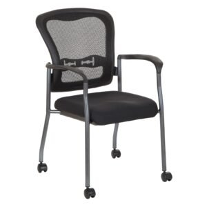 Office Star Pro-Line II Titanium Finish Stacking Visitors Chair with Arms