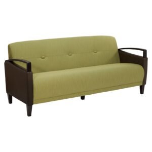 Office Star Main Street Custom Fabric Sofa with Espresso Wood Accents