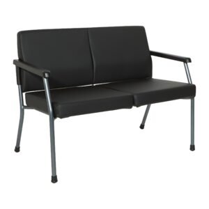 Office Star Bariatric Big and Tall Patient Loveseat, Titanium Frame