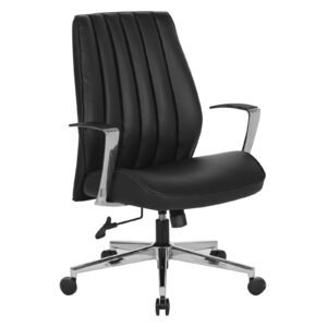 Office Star Pro-Line II Mid-Back Silver Ion Fabric Chair with Chrome Base