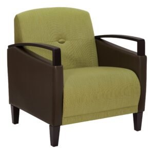Office Star Main Street Custom Fabric Chair with Espresso Wood Accents
