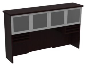 Office Star Tuxedo 72" Overhead Hutch with Frosted Glass Doors
