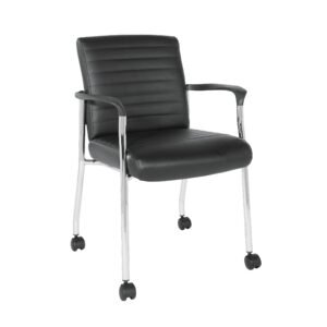 Work Smart FL38640C Low-Back Faux Leather Guest Chair with Casters