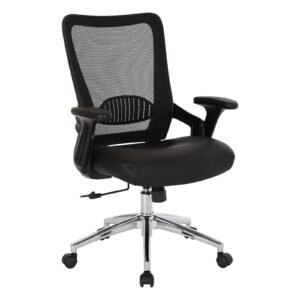 Work Smart Screen Back Chair with Black Bonded Leather Seat