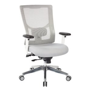 Office Star ProGrid® White Mesh High Back Chair with Seat Slider