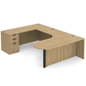 N9NE Classic Laminate Bullet U-Shape Desk 71" x 101" with Pedestal (CLAUD2007)