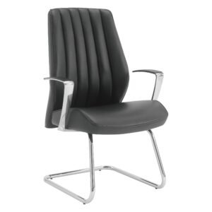 Office Star Sled Base Visitor Chair with Silver Ion Fabric, Dillon Black