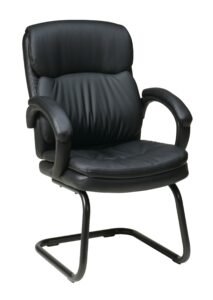 Office Star Black Bonded Leather Guest Chair with Sled Base