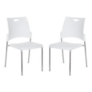 Office Star Work Smart Straight Leg Stacking Chair, Silver EPD Frame, 2-Pack
