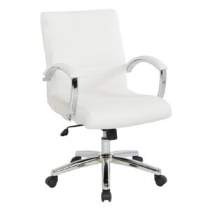 Work Smart Executive Low Back Faux Leather Chair with Chrome Arms