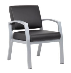 Boss Conrad Black Vinyl Side Chair, Aluminum Frame (BR8111S-AM-BK)