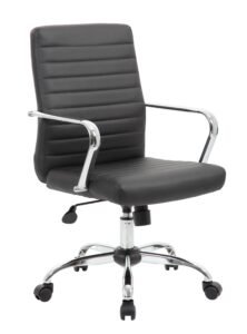 Boss Retro Black CaressoftPlus Office Chair with Chrome Arms (B436C-CP)