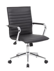 Boss Ribbed Vinyl Hospitality Chair with Chrome Arms (B9533C)