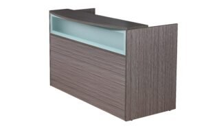 Boss Driftwood Reception Desk with Frosted Plexiglass Front (N369G)