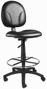 Boss Armless Black Antimicrobial Vinyl Drafting Stool with Footring (B1690-CS)