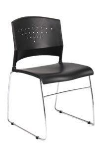 Boss Black Polypropylene Stacking Chair with Chrome Frame (B1400-BK-1)