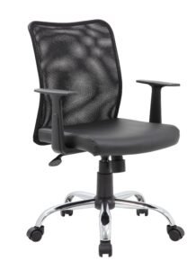 Boss Mesh Chair with Caressoft Seat, T-Arms and Chrome Base (B6116C-CS)