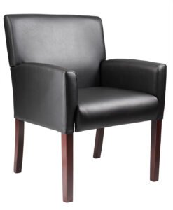 Boss Mid-Back Box Arm Reception Chair, Mahogany Legs (B629M)