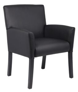 Boss Mid-Back Box Arm Chair with Black Wood Legs (B639)