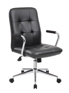 Boss Black CaressoftPlus Modern Office Chair with Chrome Arms (B331-BK)