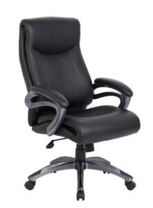 Boss Double Layer LeatherPlus Chair with Gunmetal Finish (B8661)