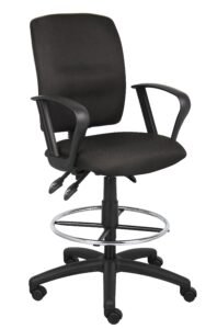 Boss Multi-Function Black Crepe Drafting Stool with Loop Arms (B1637-BK)