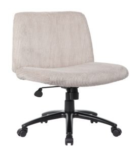 Boss Armless Criss Cross Desk Chair in Beige Corduroy (B555)
