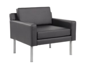 Boss Black Antimicrobial Vinyl Club Chair on Nickel Legs (BR8001AM-BK)