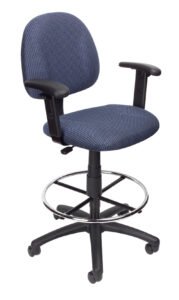 Boss Tweed Drafting Stool with Adjustable Arms and Footring (B1616)