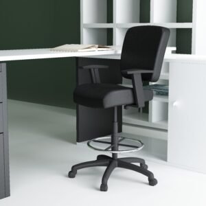 Boss Heavy-Duty 300 lb CaressoftPlus Stool with Adjustable Arms (B1681-BK)