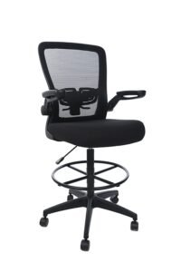 Boss Linear Mesh Drafting Stool with Flip-Up Arms (B16366)