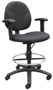 Boss Black Crepe Drafting Stool with Adjustable Arms and Footring (B1691-BK)