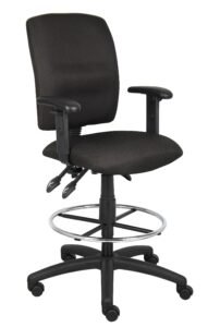 Boss Multi-Function Black Crepe Drafting Stool with Adjustable Arms (B1636-BK)