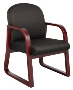 Boss Mahogany Molded Wood Reception Chair, Black Fabric (B9570)
