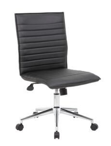 Boss Armless Ribbed Vinyl Hospitality Chair, Chrome Base (B9534C)