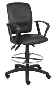 Boss Multi-Function LeatherPlus Drafting Stool with Loop Arms (B1647)