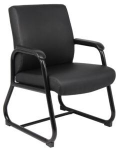 Boss 350 lb Antimicrobial Vinyl Sled Base Guest Chair (B709)