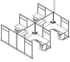 Friant System 2 Four-Person 6' x 7' Cubicles with My-Hite Standing Desks (F2-4017)