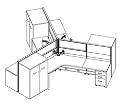 Friant Novo Three-Person Cubicle Workstations (FH-3000 – FH-3005)