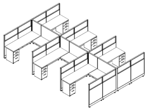 Friant Novo FH-6003 6-Person 6' x 6' Cubicle Cluster