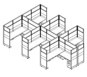 Friant Novo FH-6020 6-Person Cubicle Cluster, 6' x 6' Stations