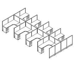 Friant Novo Eight-Person Cubicle Clusters – 10 Typical Layouts