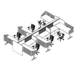 Friant Interra FI-6017 6-Person Collaborative Cubicle Cluster, 6' x 6'