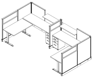 Friant My-Hite FMH-2006 Two-Person Height Adjustable Workstation, 7' x 7'