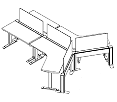 Friant My-Hite FMH-4007 4-Person 120° Sit-Stand Workstation, 4' x 4'