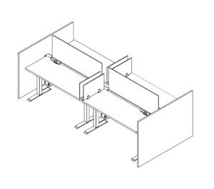 Friant My-Hite FMH-4012 Four-Person Electric Standing Desks, 2.5' x 5'