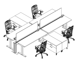 Friant My-Hite FMH-4013 Four-Person 5.5' x 6' Height Adjustable Workstations