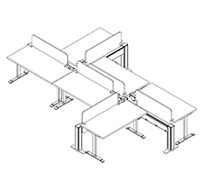 Friant My-Hite FMH-6005 Six-Person Sit-Stand Workstations, 5' x 5'